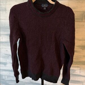 Brooks Brothers Merino Wool Rib Knit Sweater Men’s Medium Burgundy Crewneck